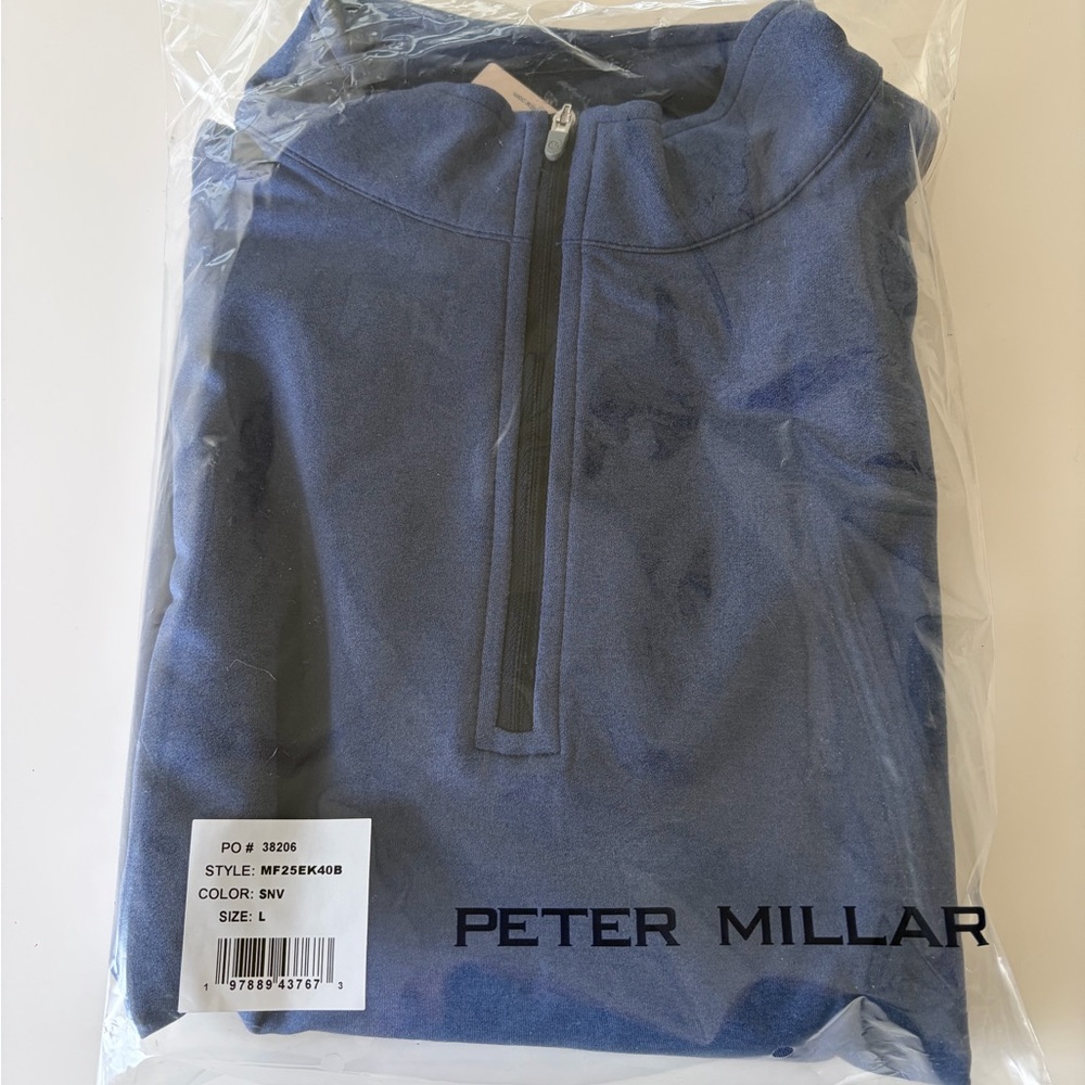 Peter Millar Navy CROWN SPORT MEN'S PERTH PERFORMANCE MELANGE QUARTER-ZIP